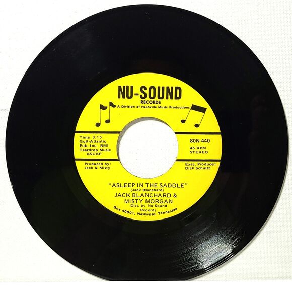 Jack Blanchard & Misty Morgan 45 Asleep In The Saddle / Island Of Love M- - Picture 1 of 2